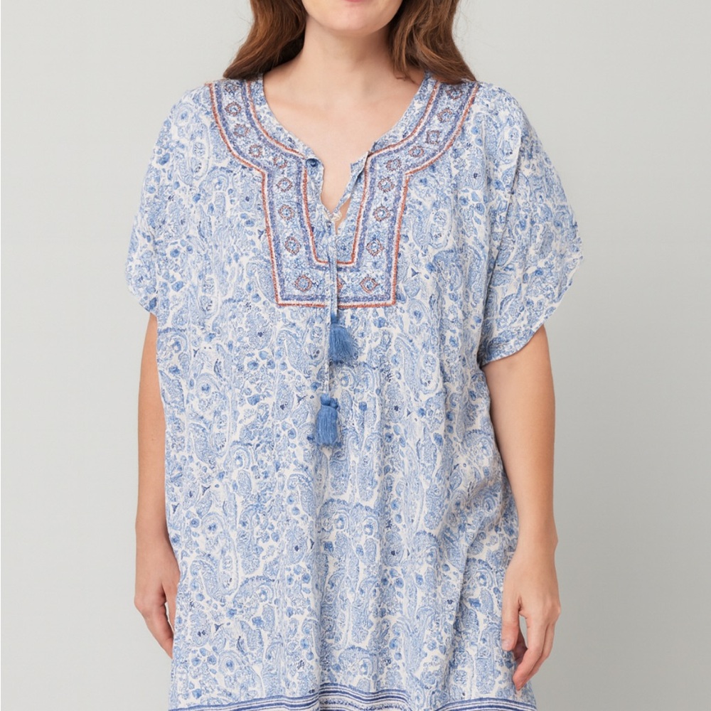 J. Jill Blue and White Paisley Top 2X